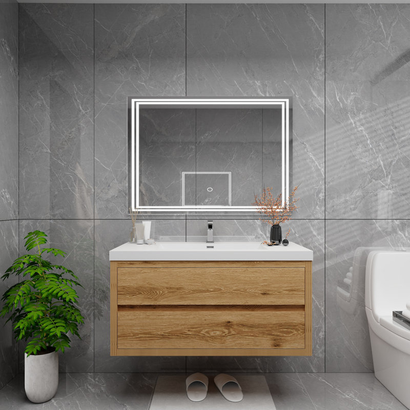Meuble-lavabo simple 41,5 po avec plateau Futral, Bois jaune