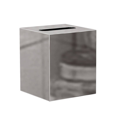 Oneita Tissue Box Cover | Stainless Steel Square Facial Tissue Box Holder | Shiny Finish