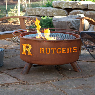 Collegiate Series 16" H x 30" W Steel Outdoor Fire Pit with Lid