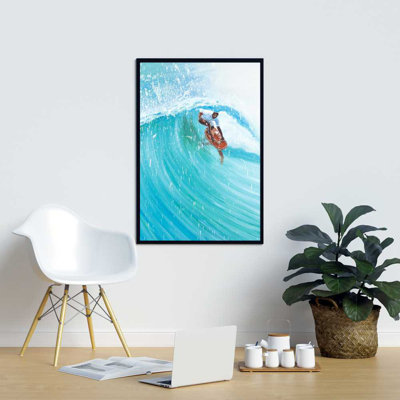 Surfer in the Middle of the Wave - Framed Canvas Art | Home Decor
