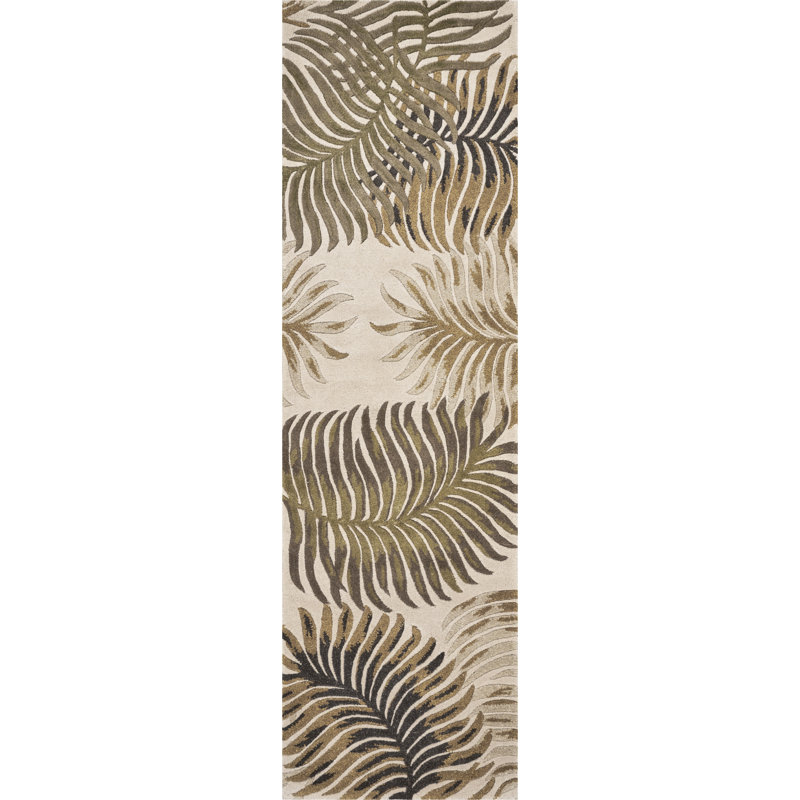 Delview Floral Handmade Tufted Wool Area Rug, Runner 2'3" x 8', Natural
