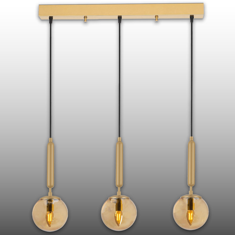 Luminaire suspendu pour îlot de cuisine 3 lumières, Or brillant