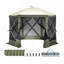 Tente pour abri de jardin Pop Up, abri de soleil à auvent à 6 côtés avec 6 toiles d'intimité amovibles et fenêtres en filet, tente écran rapide 10 x 10 pi avec moustiquaire, vert armée