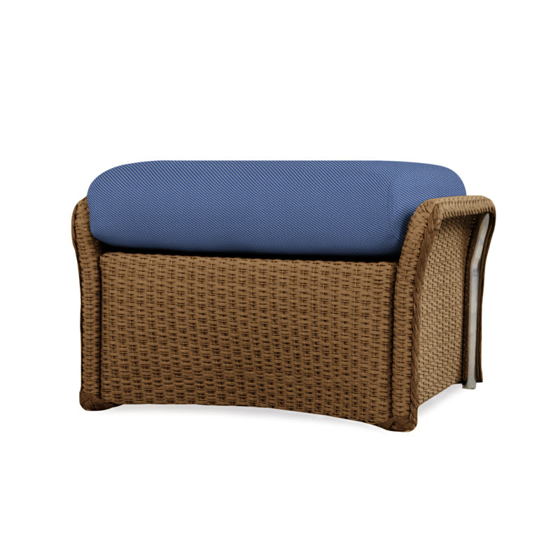 Weekend Retreat Outdoor Ottoman, Flagship Lapis Sunbrella®, White