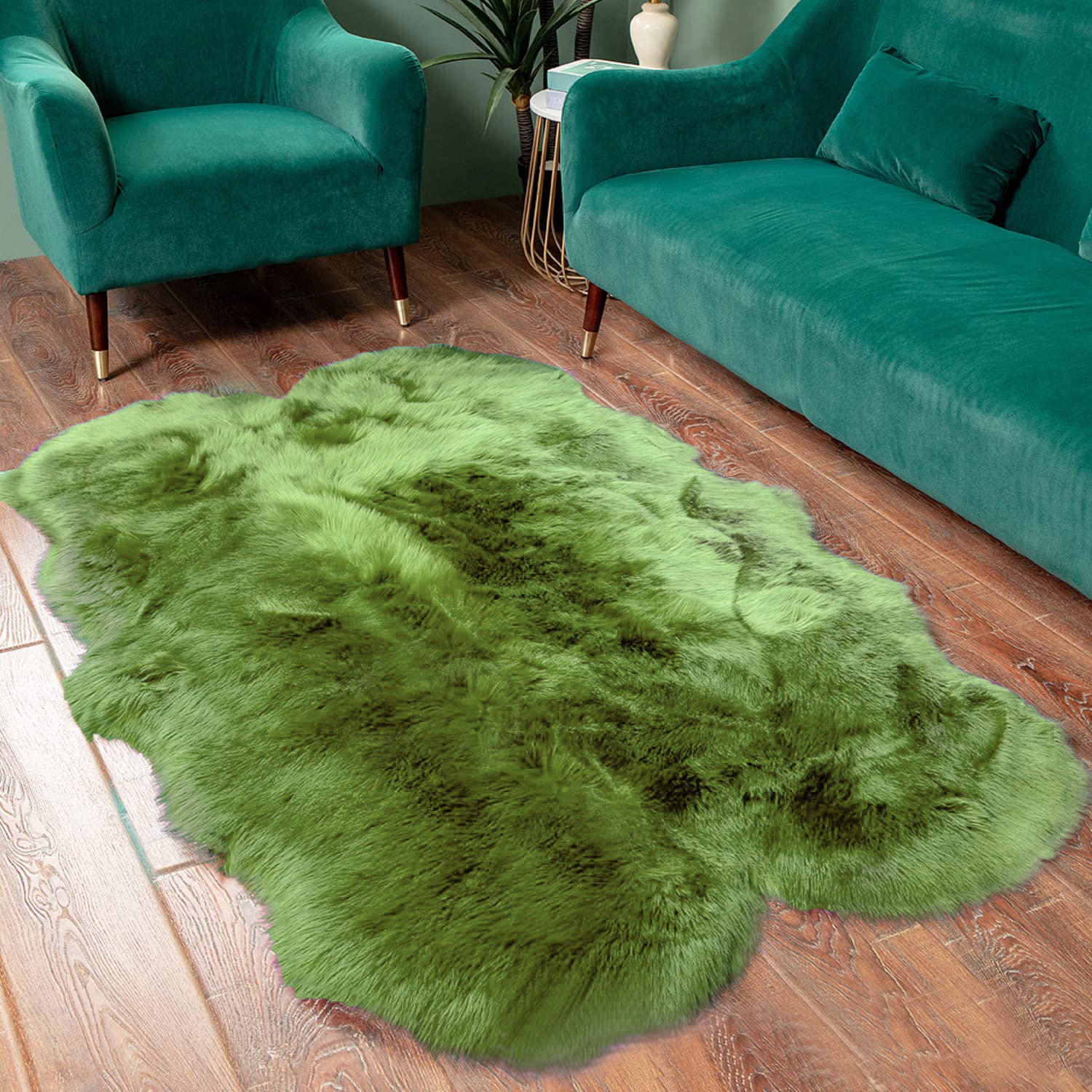 Novelty Faux Sheepskin Area Rug with Non-Slip Backing