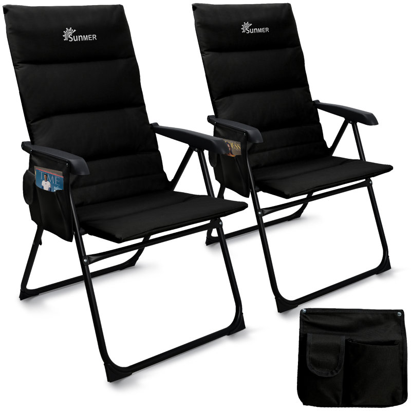 SUNMER Folding Deck Reclining Chairs, Black