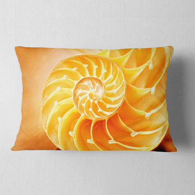 Yellow Nautilus Shell - Abstract Printed Throw Pillow