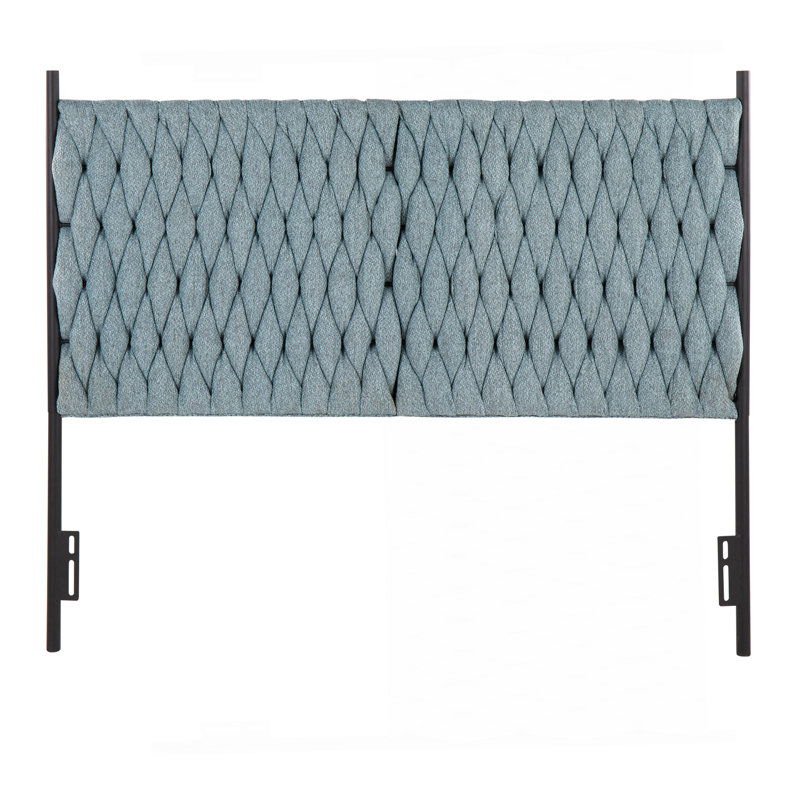Tête de lit grand format en métal noir et tissu bleu par LumiSource, Tissu bleu