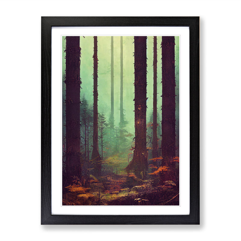Autumnal Forest Woodland - Single Picture Frame Print, 46cm H x 34cm W x 2cm D, Black Framed
