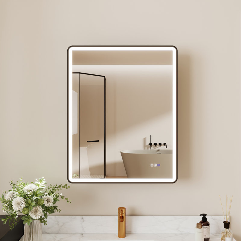 24 In. W X 30 In. H Lighted Recessed Or Surface Mount Medicine Cabinet With Mirror, Anti-Fog, Adjustable Shelves & Dimmable Front LED Lighting For Small Bathrooms And Guest Baths – Right Door