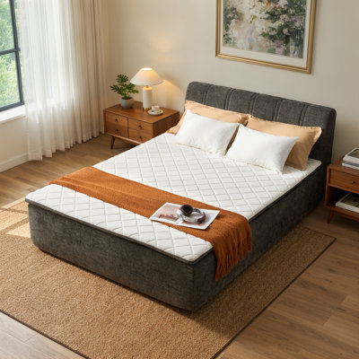 Upholstered Platform Bed with Chenille Headboard