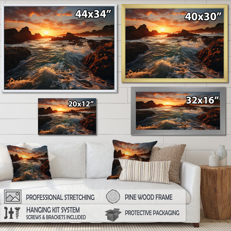 Golden Sands A Mesmerizing I - Landscapes Canvas Art Print, H 24 po x l 32 po x P 1 po, Cadre flottant noir