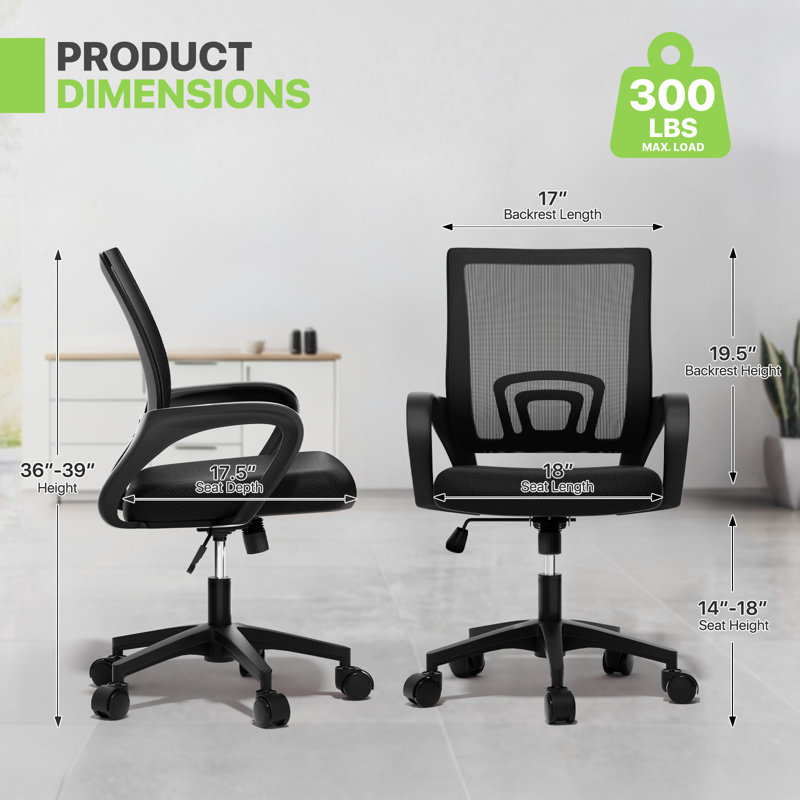 Ergonomic Swivel Home Office Chair Adjustable Lumbar Support, Height, and Tilt Function, Comfortable Design for All-Day Productivity