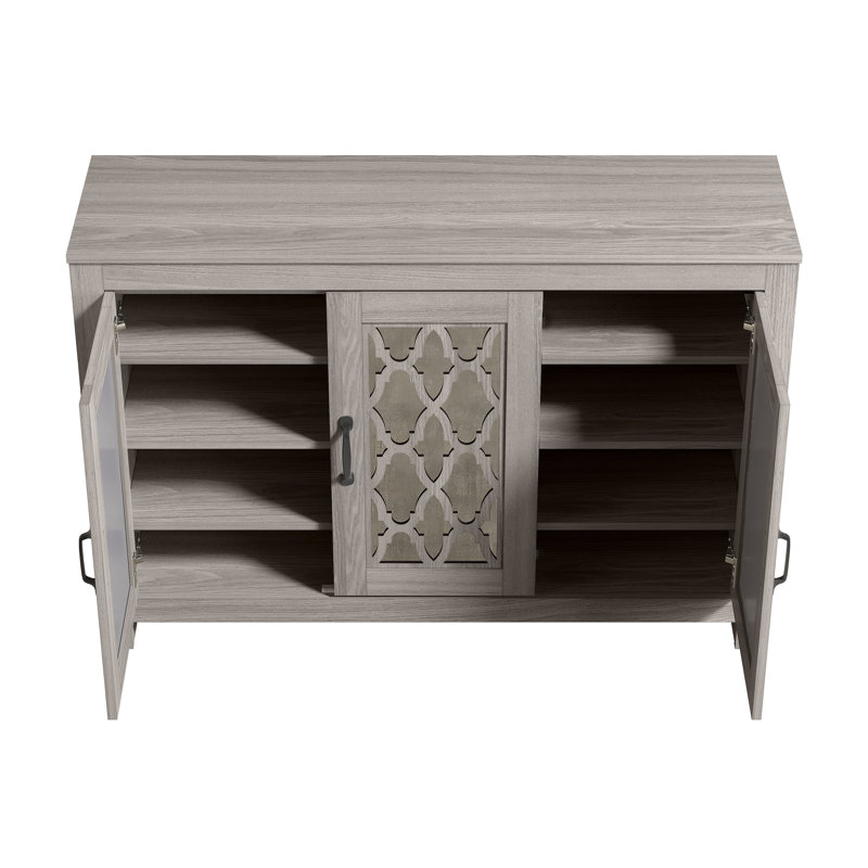 Chessani 16 Pair Shoe Storage Cabinet, Wash Gray
