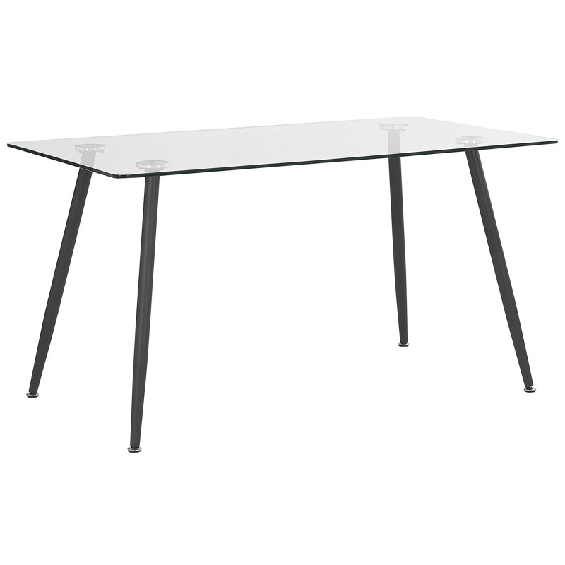Emelyn Glass Top Metal Base Dining Table