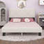 Grand lit tapissier avec conception à rivets, lit plateforme en velours avec tête de lit-87897780