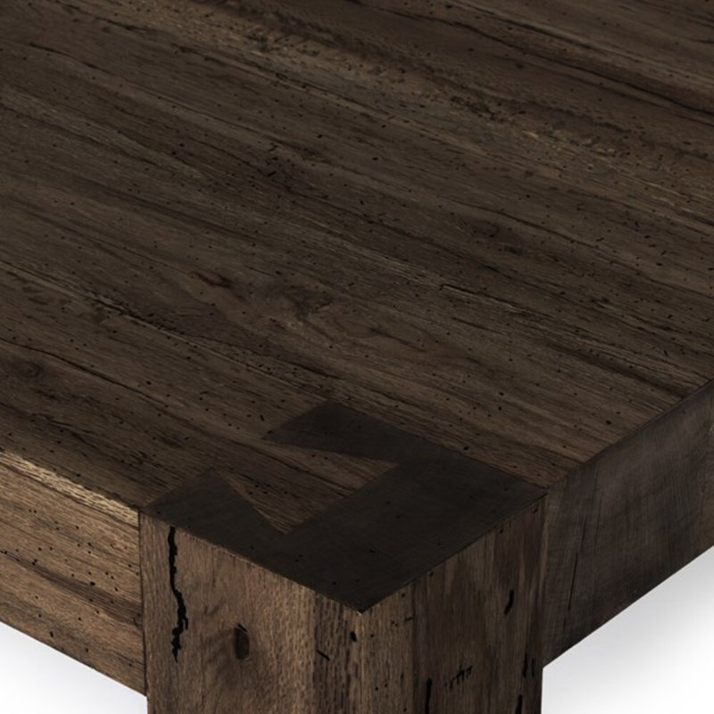 Ebony Rustic Wormwood Oak Rectangular Coffee Table with Storage