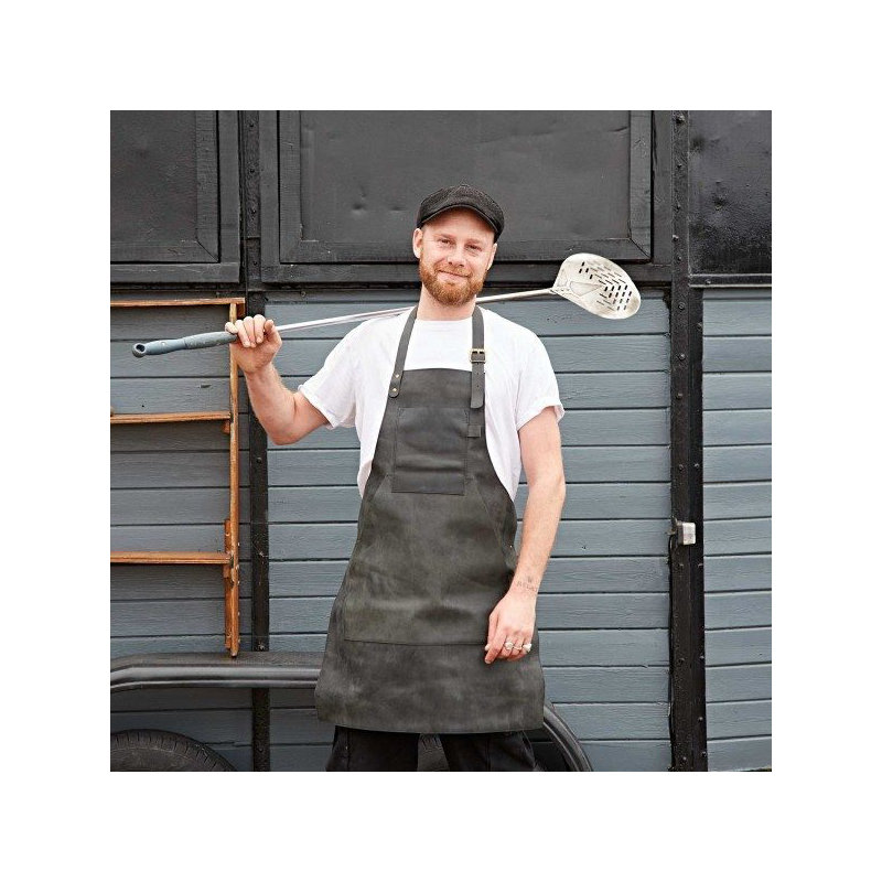 Solid Colour Leather Grilling, Black