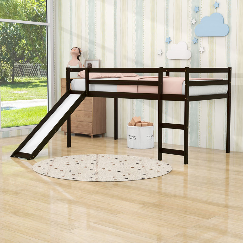 Emens Kids Twin Loft Bed, Espresso, Twin