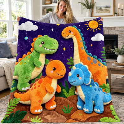 Couverture jetée dinosaure mignonne (1 pièce), motif dinosaure dessin animé, en flanelle, ultra douce, confortable, légère et chaude, idéale pour canapé, lit, salon, dortoir, bureau, voyage, décoration intérieure, couverture toutes saisons, lavable à la machine, cadeau pour enfants