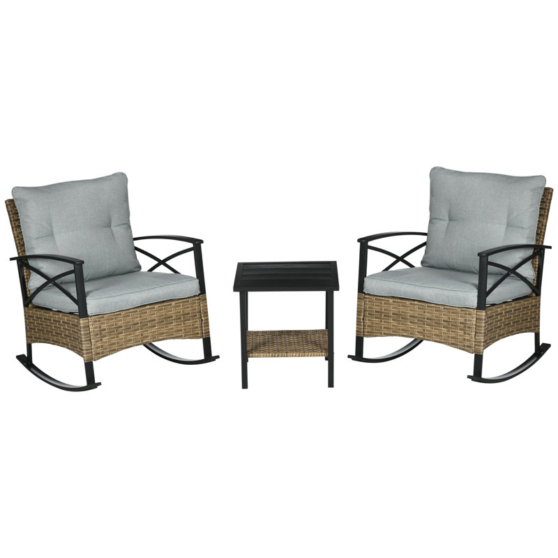 Ensemble à bascule confortable en osier de style chic, parfait pour la détente dans le jardin