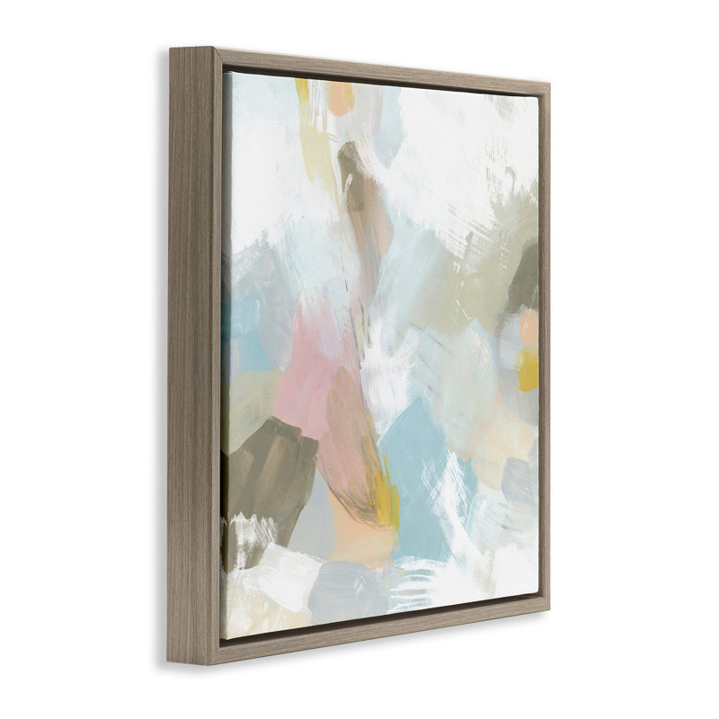«Pastel Streaks On White Floater», art mural sur toile par June Erica Vess, Cadre flottant orme Montalcino, H 18 po x l 18 po