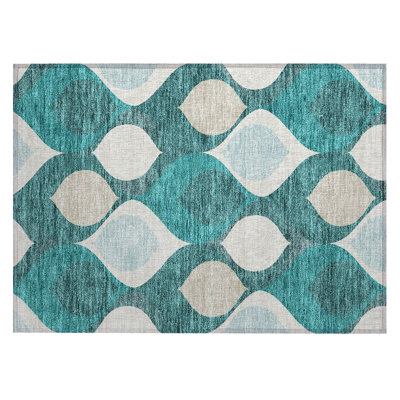 Washable Geometric Indoor / Outdoor Rug