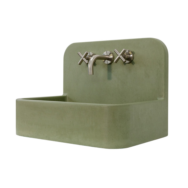 Newterra Handmade Concrete Wall/Vessel 22" Bathroom Sink, 3 Hole, Moss