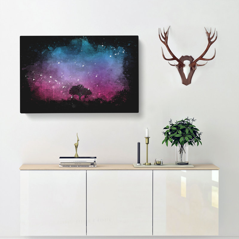 Tree Under The Cosmos - Wrapped Canvas Print, 40cm H x 60cm W x 3cm D
