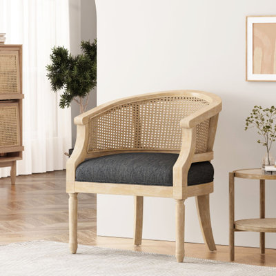 Chaise d'appoint gris anthracite avec revêtement en bois d'hévéa magnifiquement conçu