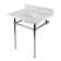 Marble White/Polished Chrome Oval Console Bathroom Sink with Overflow