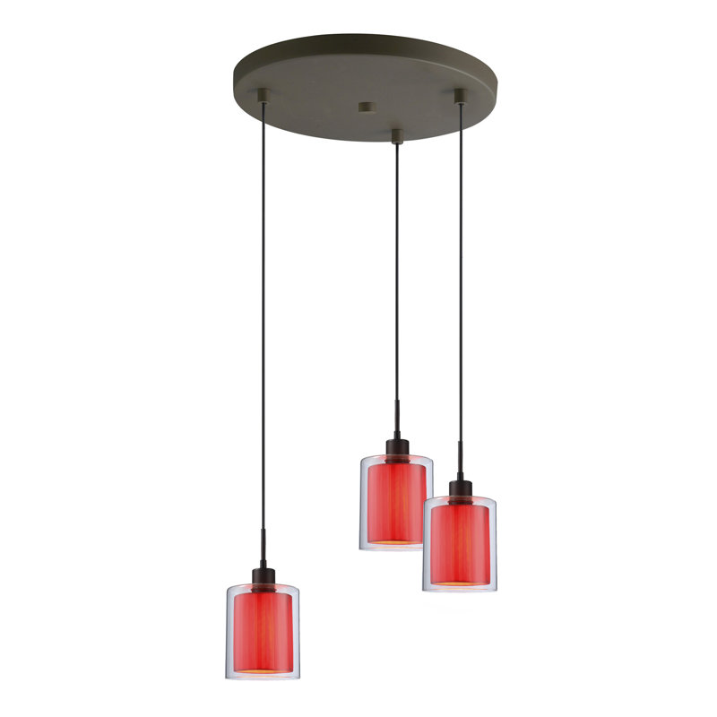 Pittsfield 3 - Light Cluster Pendant, Opal, Bronze