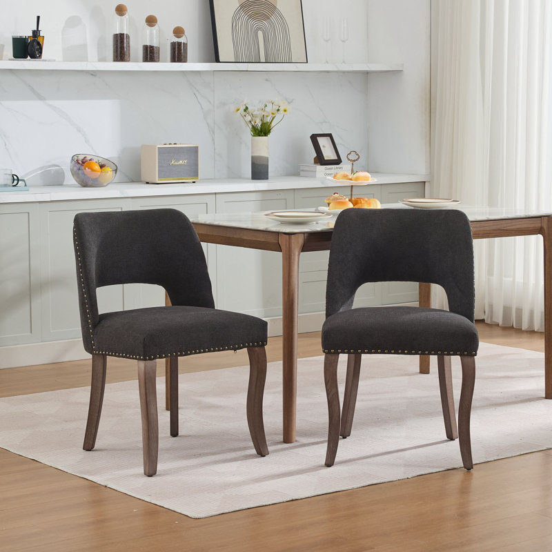 Ensemble de 2 chaises de salle à manger modernes et de style campagnard pour salle à manger de cuisine, Noir