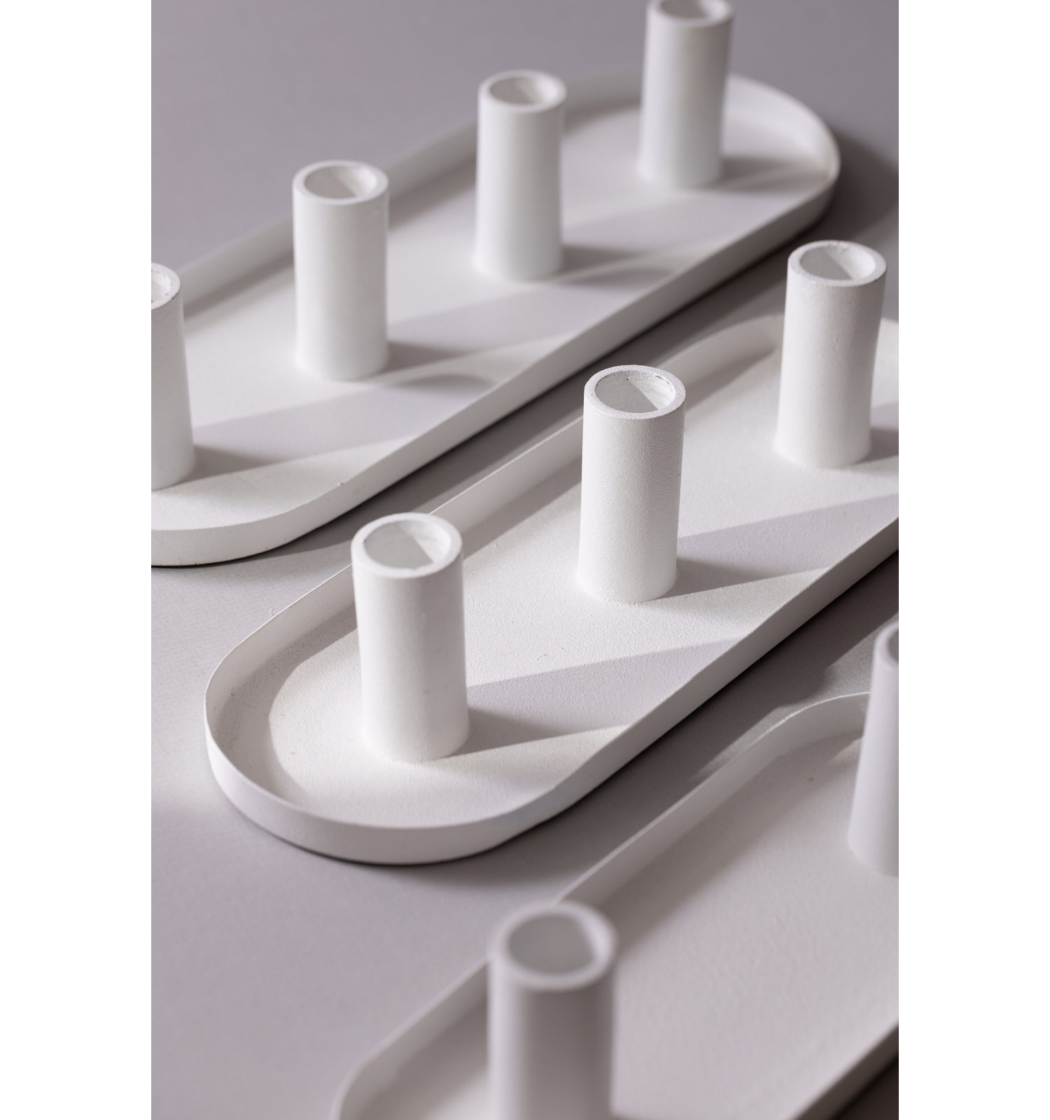 3-Piece Aluminum Candlestick Set, White