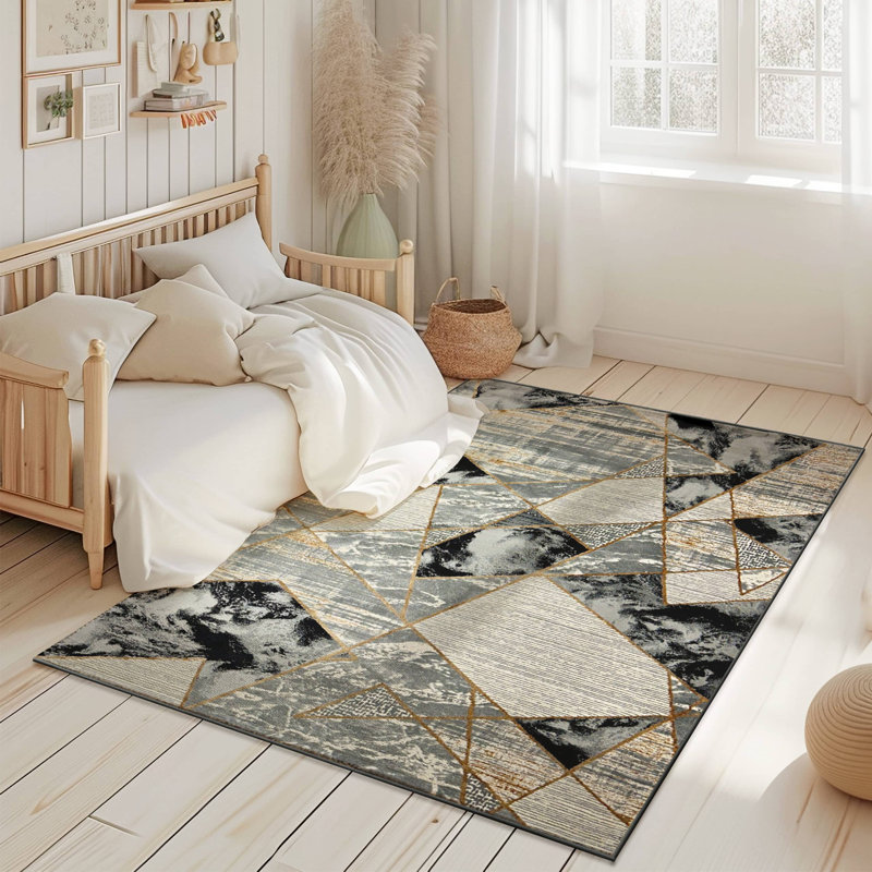 Tapis moderne abstrait abstrait Tabernash, Rectangle 7 pi 10 po x 10 pi 10 po