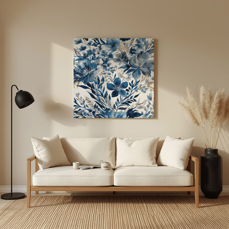 Aquarelle florale, art mural gris en métal 71, H 16 po x l 16 po