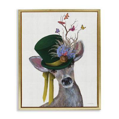 Art mural sur toile, "Deer with Butterfly Hat" par Kamdon Kreations