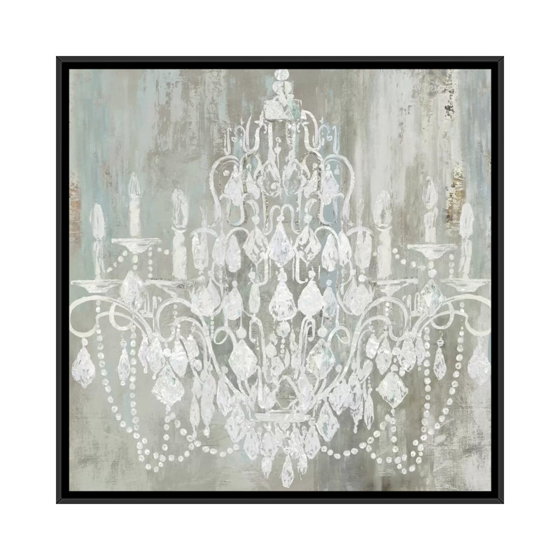«Chandelier», reproduction sur toile, H 18 po x l 18 po x P 1,5 po, Toile avec cadre noir, Pas de tapis