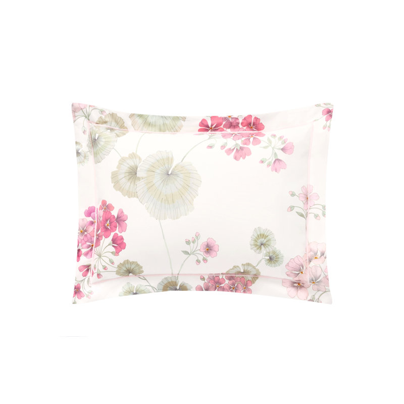 Flânerie Euro sham, Pink: Green; White, Flânerie, Boudoir