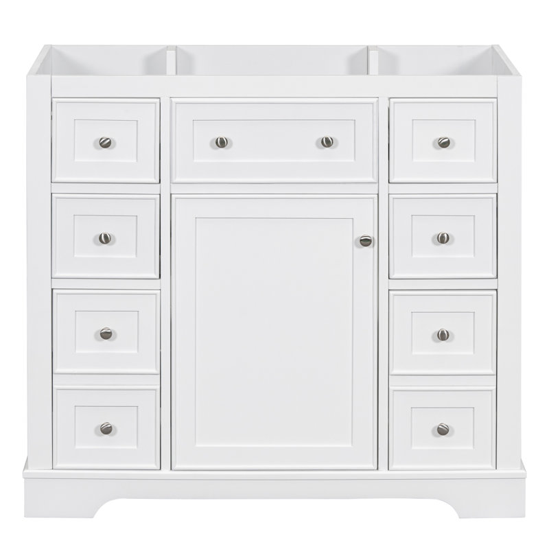 Meuble-lavabo 36 po sans lavabo, base d'armoire seulement, une armoire et six tiroirs, blanc