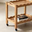 Table d'appoint roulante en bois d'hévéa massif, 2 niveaux avec roues verrouillables et plateau amovible, robuste et durable