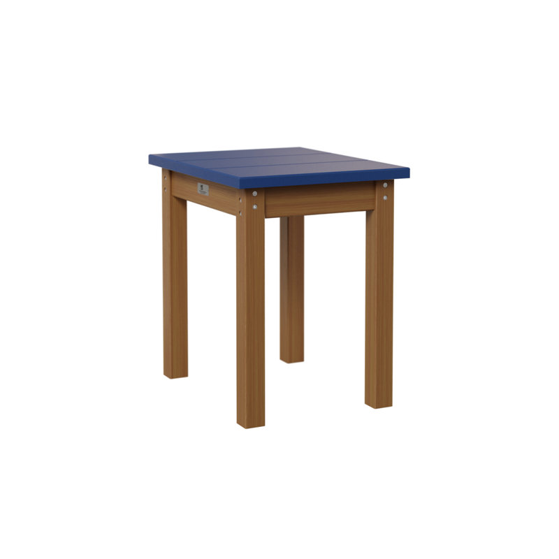 Berlin Gardens Economy End Table, Pacific Blue, Natural Teak
