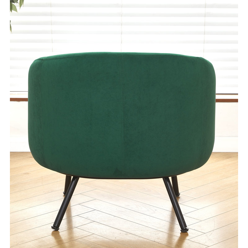 28.7'' wide velvet barrel channel armchair, Green Velvet