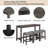 4 Piece Bar Table Set With Power Outlet,Bar Table Set With Chairs,Sofa Bar Table With Stools,Behind Couch Table With 3 Padded Stools,For Living Room,Dining Room, Dark Grey