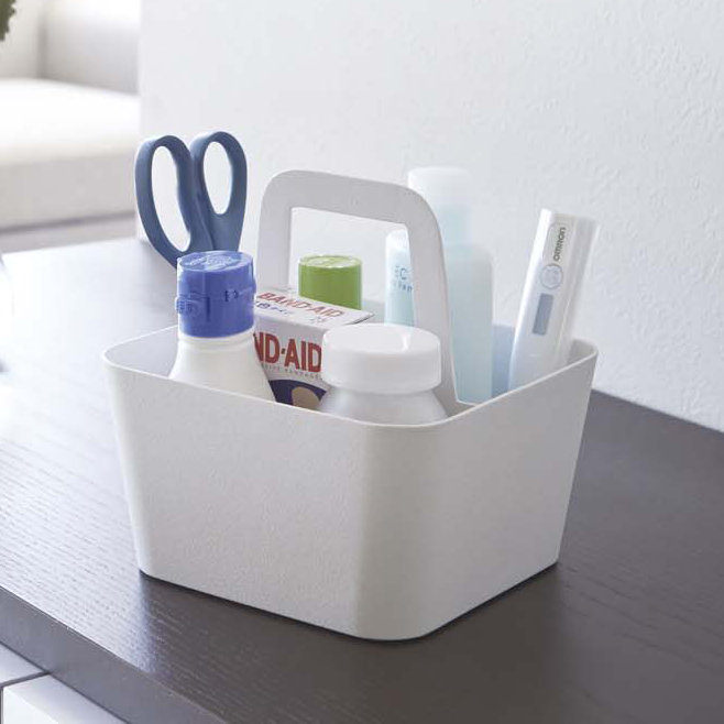 White Steel Large Tool Storage Caddy with Handle