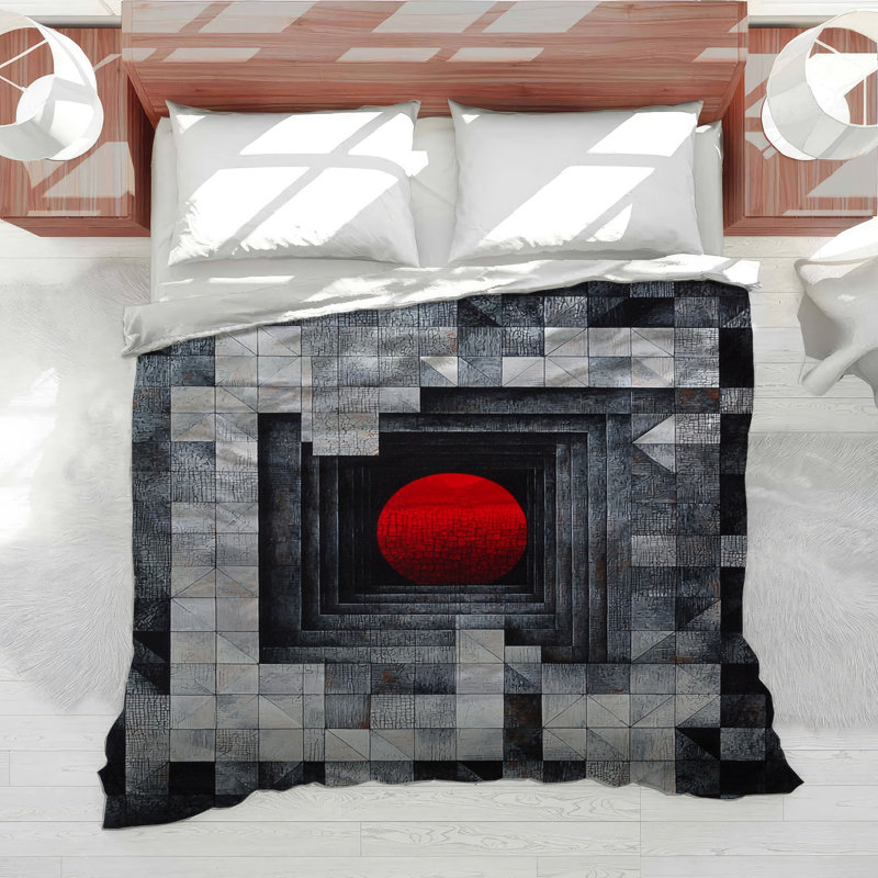 Red Sphere Bedding Geometric Comforter Steampunk, Twin Comforter