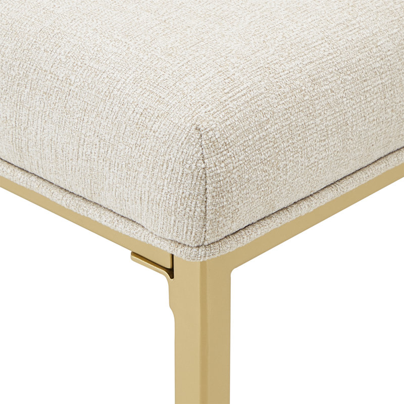 Upholstered Counter Stool with Metal Frame, Beige, Bar Stool (29" Seat Height)