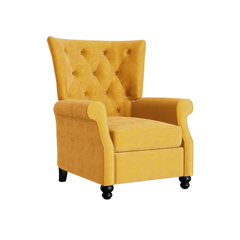 Fauteuil inclinable Canary - assemblage rapide, revêtement en velours inclinable jaune moutarde élégant