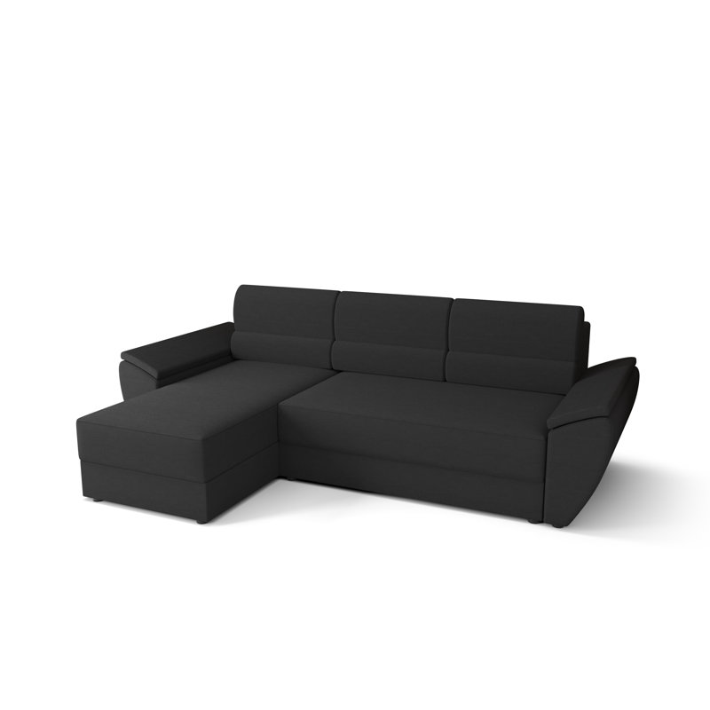 Sietske 3 Seater Corner Sofa , Black - Rainbow27, Left -sided
