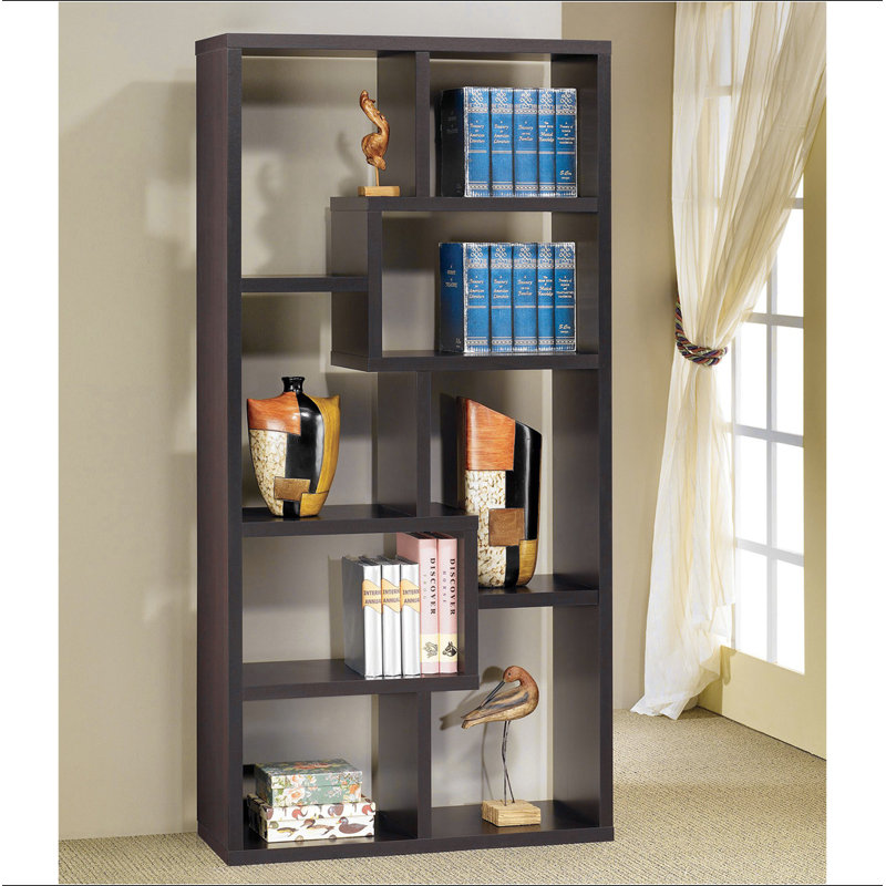 Bibliothèque à 10 tablettes avec finition cappuccino, Cappuccino